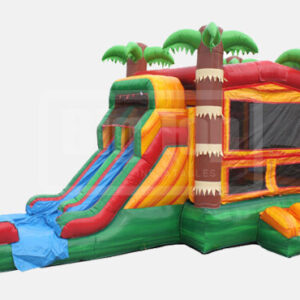 Tropical Bounce House Combo Wet Inflatable Water Slide